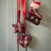 Adorno colgante Estrella de tartán 8cm^Casa Viva Clearance