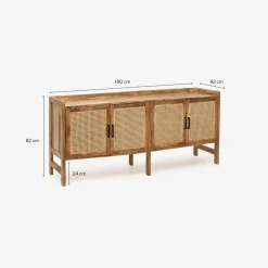 Aparador de madera de mango Merlin 180x42x82cm Clau&Chloe^Casa Viva