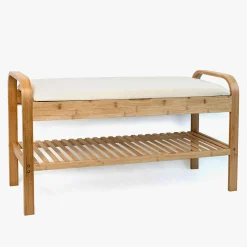 Banco zapatero blanco 90x33x50 Bambu^Casa Viva Clearance