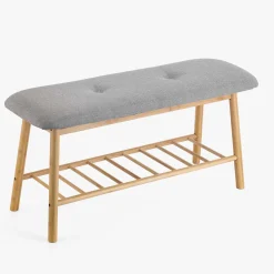 Banco zapatero gris 90x30x45 Bambu^Casa Viva