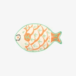 Bol de cerámica naranja Pez 14x9cm^Casa Viva Discount