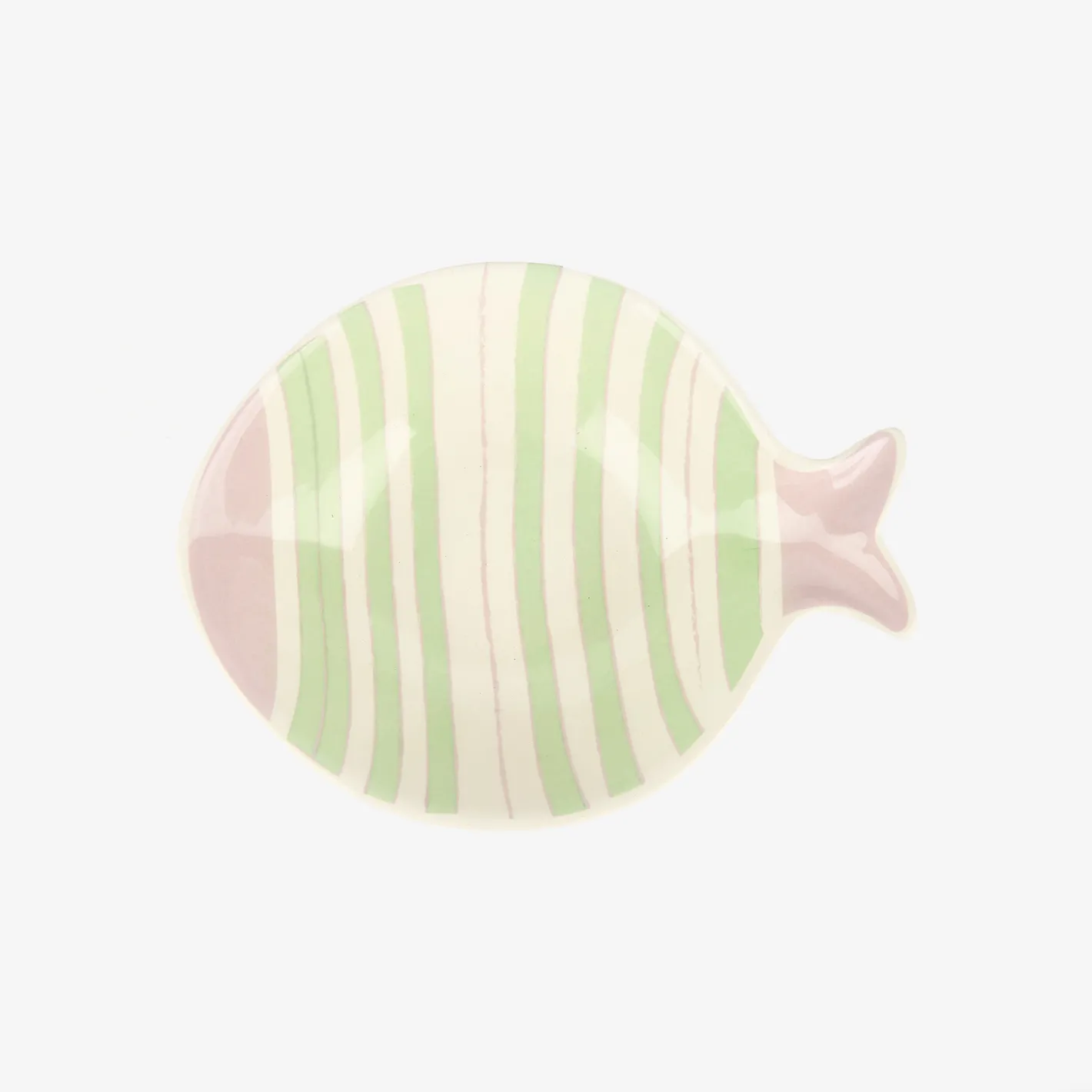 Bol de cerámica rayas verde y lila Pez 15x13cm^Casa Viva New