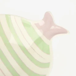 Bol de cerámica rayas verde y lila Pez 15x13cm^Casa Viva New