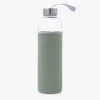Botella de vidrio con neopreno verde claro 0,6L Tera^Casa Viva Best