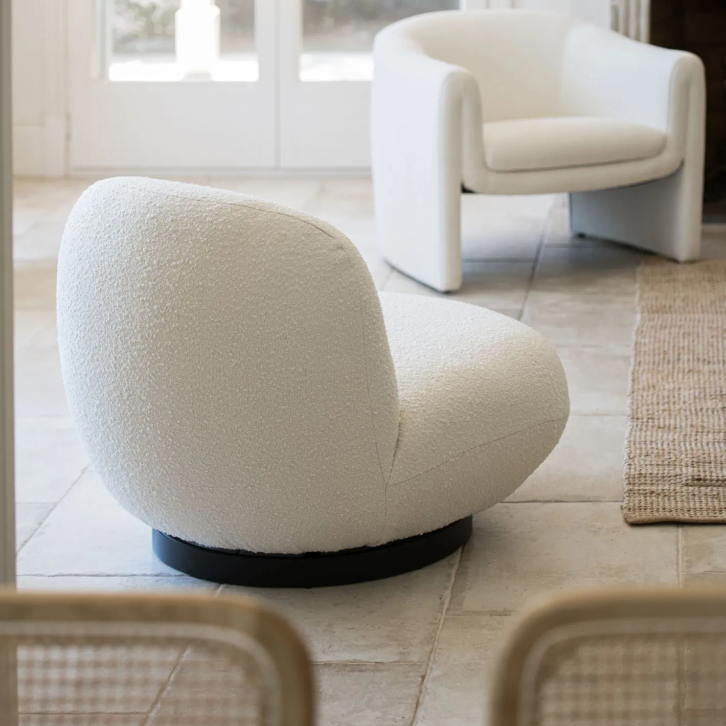 Butaca de borreguito giratoria blanca Pacha 81x95x71cm Clau&Chloe^Casa Viva Hot