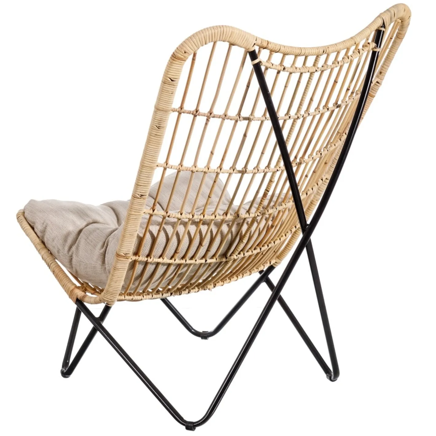 Butaca de fibras naturales y metal con cojín 76x76x87cm^Casa Viva Sale