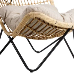 Butaca de fibras naturales y metal con cojín 76x76x87cm^Casa Viva Sale