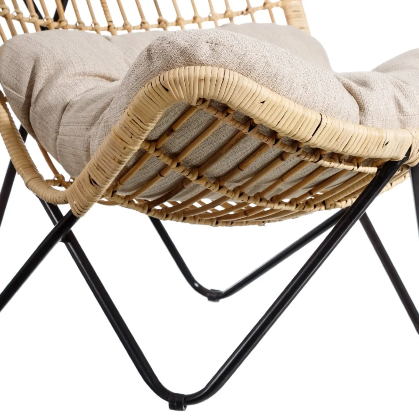 Butaca de fibras naturales y metal con cojín 76x76x87cm^Casa Viva Sale