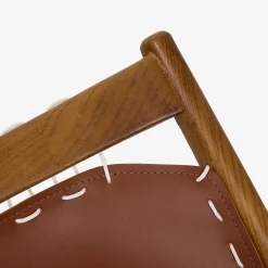 Butaca de madera olmo y cuero Brena 60x49x76cm Clau&Chloe^Casa Viva Outlet