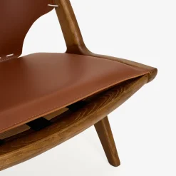 Butaca de madera olmo y cuero Brena 60x49x76cm Clau&Chloe^Casa Viva Outlet