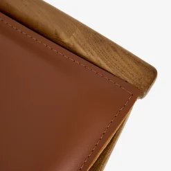 Butaca de madera olmo y cuero Brena 60x49x76cm Clau&Chloe^Casa Viva Outlet