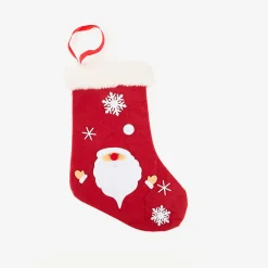 Calcetín de fieltro rojo Santa Claus 22x37cm^Casa Viva Online