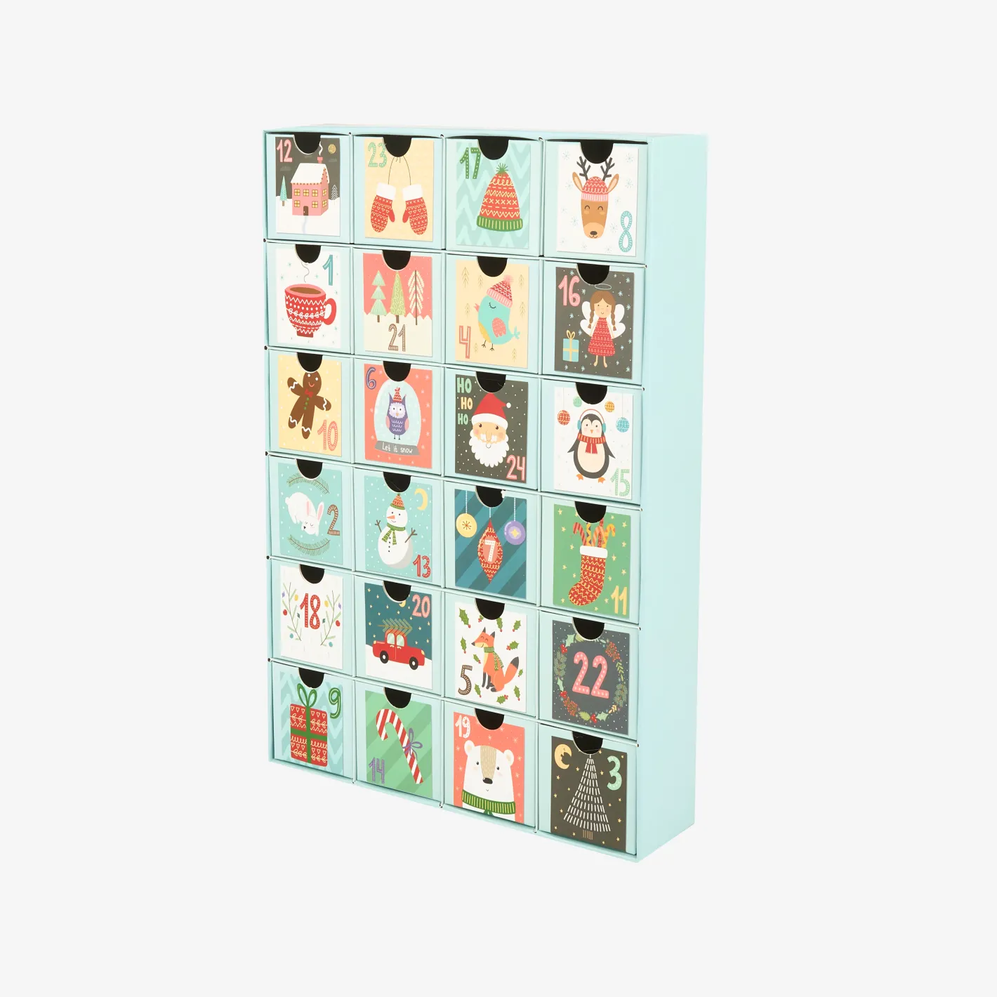 Calendario de adviento de cartón Dibujos Navideños 38cm^Casa Viva