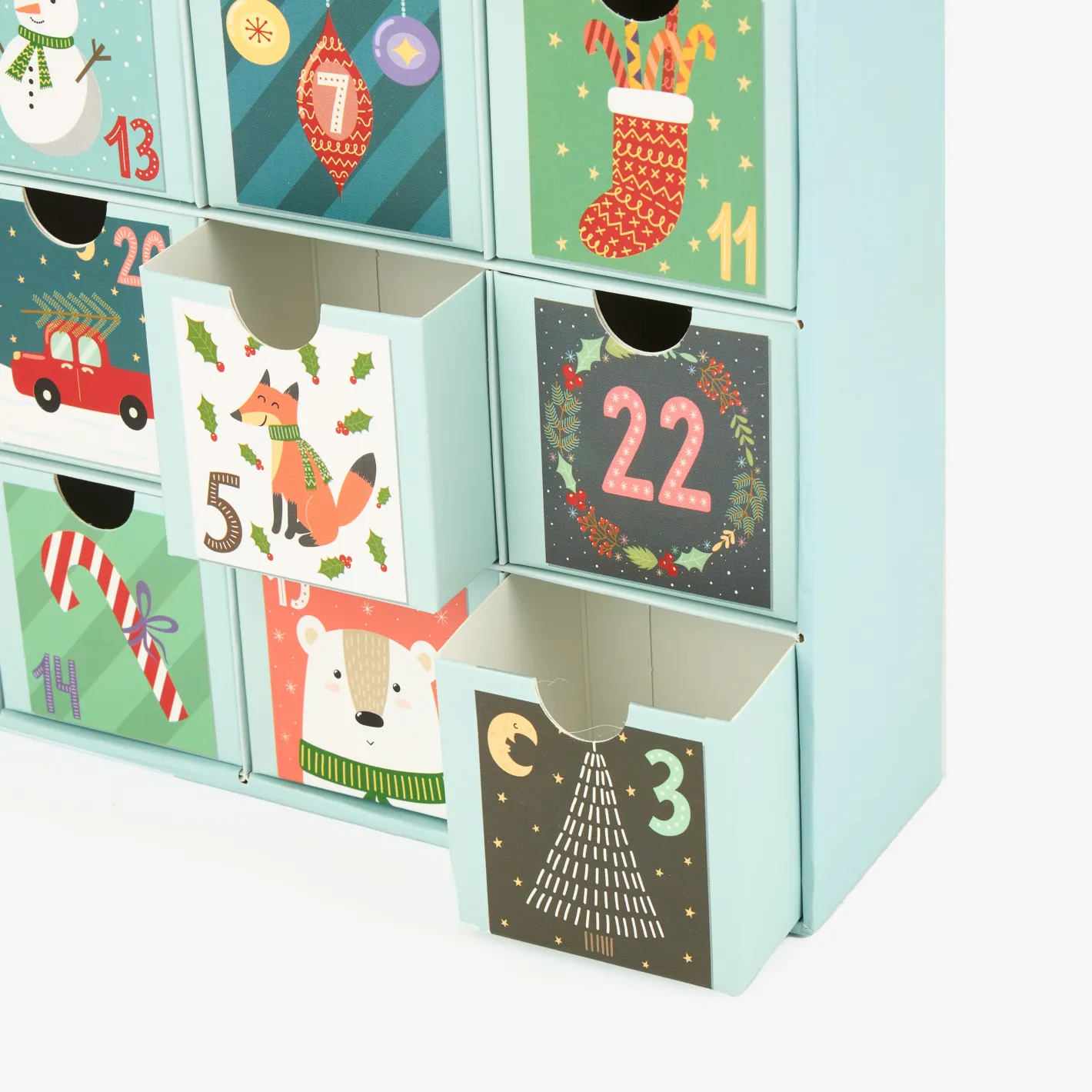 Calendario de adviento de cartón Dibujos Navideños 38cm^Casa Viva