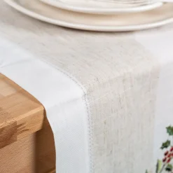 Camino de mesa blanco bordado Muérdago 40x140cm^Casa Viva Hot