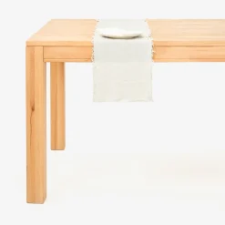 Camino de mesa de algodón gris Flecos 30x150cm^Casa Viva Online