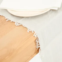 Camino de mesa de algodón gris Flecos 30x150cm^Casa Viva Online