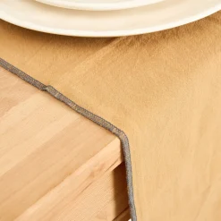 Camino de mesa de algodón con flecos mostaza 30x150cm^Casa Viva Hot