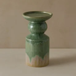 Candelabro de gres verde Narea 15cm^Casa Viva