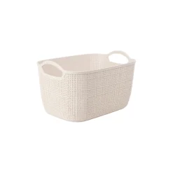 Cesta de polipropileno beige Badet 24x16x14cm^Casa Viva