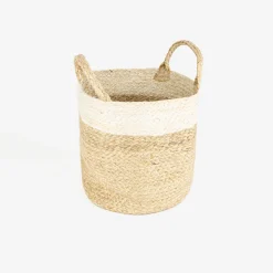 Cesta de yute blanca y natural Vide Ø25x25cm^Casa Viva Best