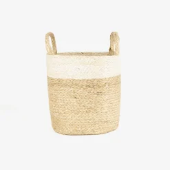 Cesta de yute blanca y natural Vide Ø25x25cm^Casa Viva Best