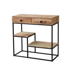 Consola de madera acacia con dos cajones y estantes Bremen 80x30x81cm^Casa Viva Sale