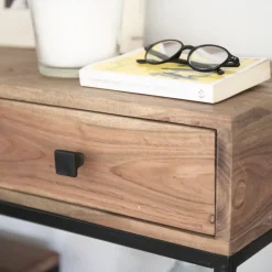 Consola de madera acacia con dos cajones y estantes Bremen 80x30x81cm^Casa Viva Sale