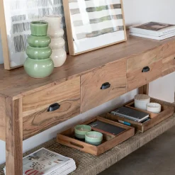 Consola de madera de acacia Bolt 170x40x75cm Clau&Chloe^Casa Viva