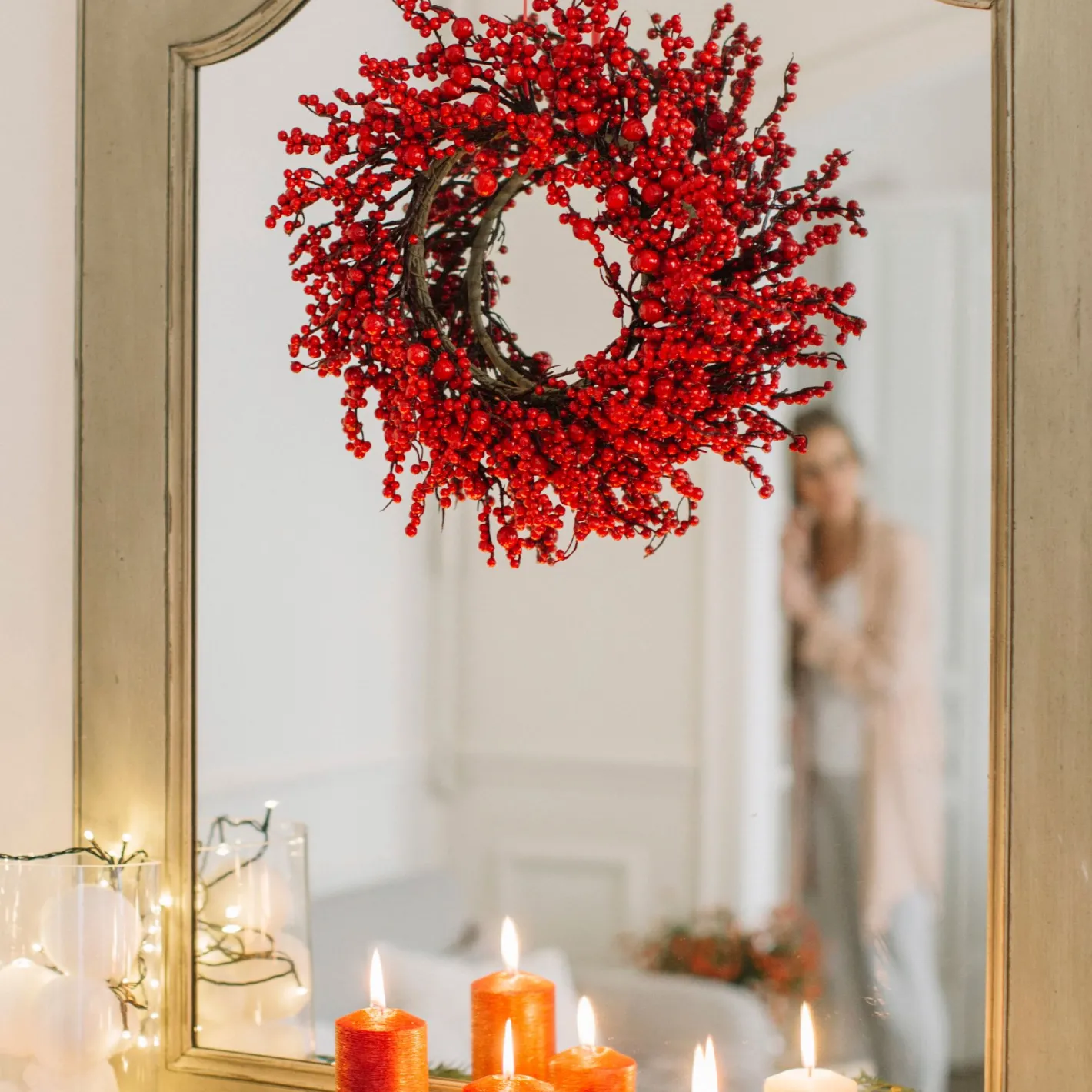 Corona decorativa bayas rojas Ø25cm^Casa Viva