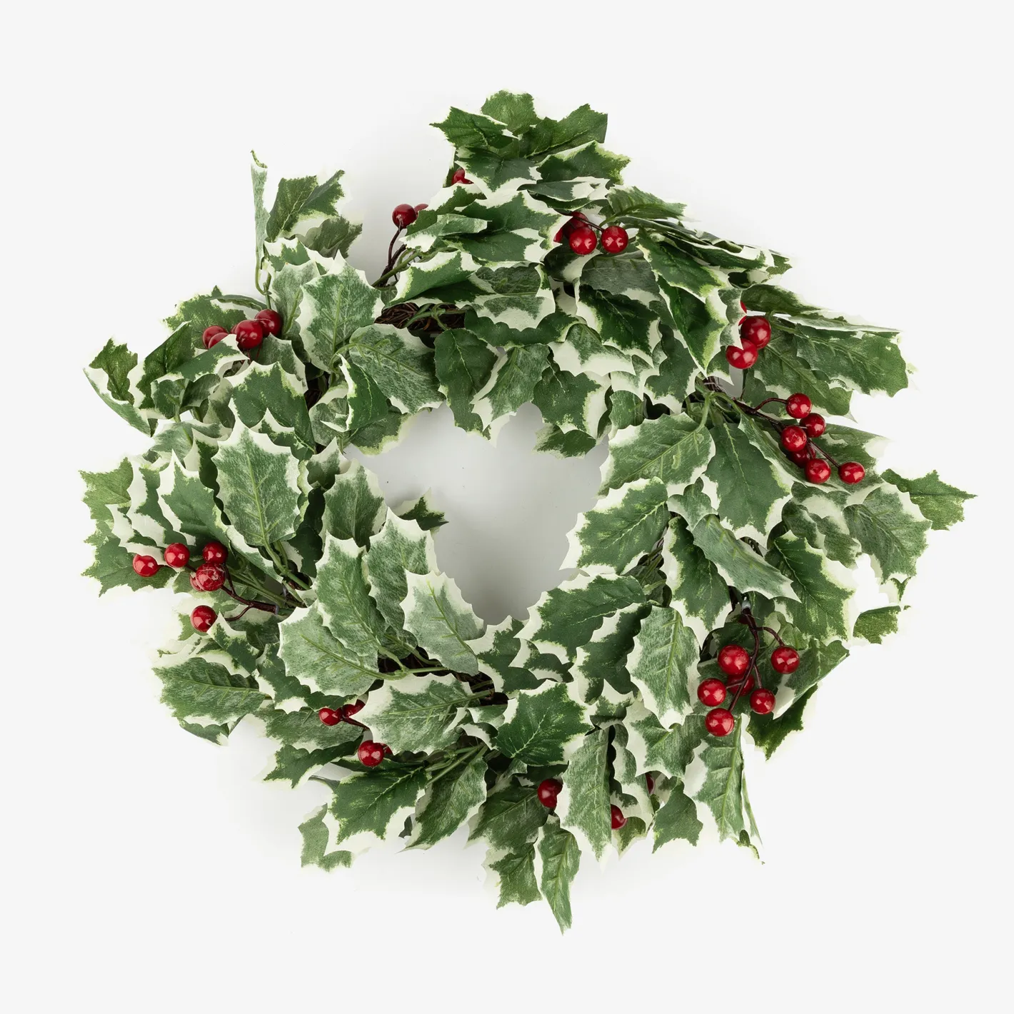 Corona decorativa de acebo y bayas rojas Ø41cm^Casa Viva Discount