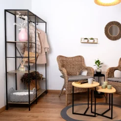 Estantería con perchero de acero y madera MDF Bruno 90x40x165cm^Casa Viva