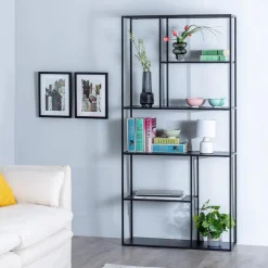 Estantería de acero negro Calista 90x30x188cm^Casa Viva Online