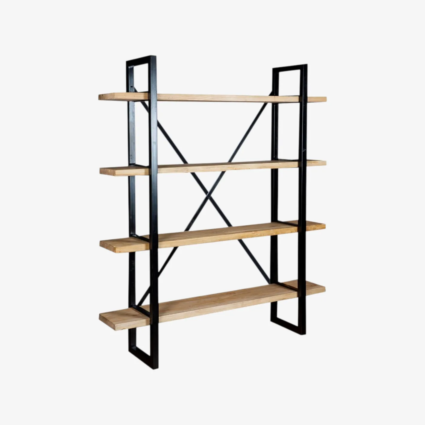 Estantería de madera de olmo reciclada con 4 estantes 150x35x180cm^Casa Viva Discount