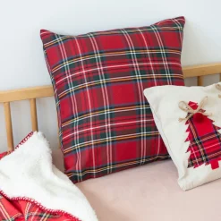Funda cojín roja tartán 45x45cm^Casa Viva New