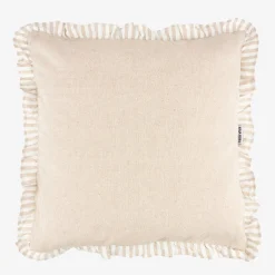 Funda de cojín de algodón volante beige Timoti 45x45cm^Casa Viva New