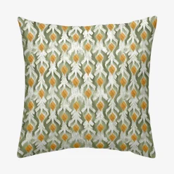 Funda de cojín de algodón verde y naranja cuadrada Tarka 45x45cm^Casa Viva