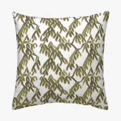 Funda de cojín de algodón verde y blanca cuadrada Nalia 45x45cm^Casa Viva Best