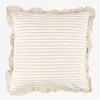 Funda de cojín de algodón volante rayas beige Timoti 45x45cm^Casa Viva Sale