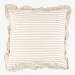 Funda de cojín de algodón volante rayas beige Timoti 45x45cm^Casa Viva Sale