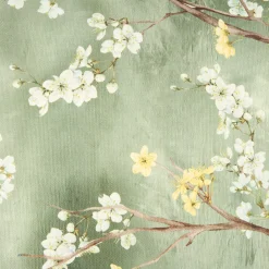 Funda de cojín de algodón verde Sakura 45x45cm^Casa Viva Clearance