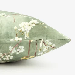 Funda de cojín de algodón verde Sakura 45x45cm^Casa Viva Clearance