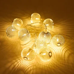 Guirnalda de luces con 10 bolas LED plateadas^Casa Viva Clearance