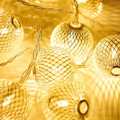 Guirnalda de luces con 10 bolas LED plateadas^Casa Viva Clearance