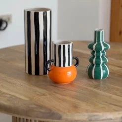 Jarrón de cerámica rayas Gadiel 18cm^Casa Viva Discount