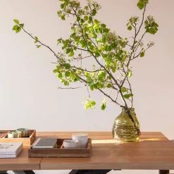 Jarrón de cristal verde Biras 21x15x25cm^Casa Viva Best