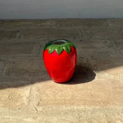 Jarrón de dolomita rojo Fresa Ø10x8cm^Casa Viva New