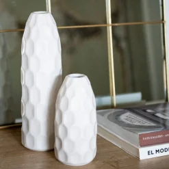 Jarrón de gres blanco Simón Ø9x31cm^Casa Viva Online