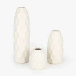 Jarrón de gres blanco Simón Ø9x19cm^Casa Viva Outlet