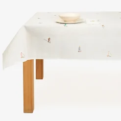 Mantel blanca bordado Esquiadores 150x250cm^Casa Viva New